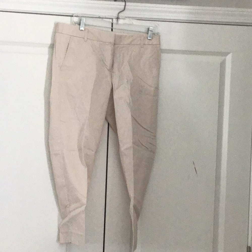 J. Crew Factory stretch cropped cream pants